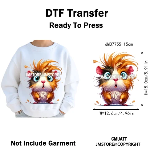15cm 5.9in Kids Quirky Safari Cartoon Animal Iron On Transfers Stickers For Clothing DTF Printed Appliques Washable T-Shirts