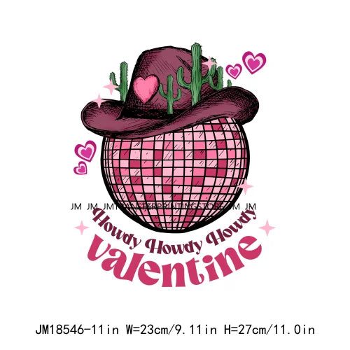 Pink Love Howdy Honey Valentine's Day Printing Designs Iron On Western Cowgirl Boat Hat DTF Transfers Stickers For T-Shirts Bag