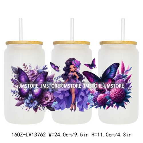 Floral Butterfly Girl Woman UV DTF Stickers Ready to Transfer Cup Wrap Custom Labels DIY Craft For Libbey Can Glass Tumblers Mug