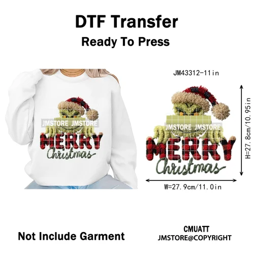 Latch Hook Faux Yarn Cartoon Movie Friends Merry Christmas Iron on Washable DTF Transfers Stickers Ready to Press for Textiles