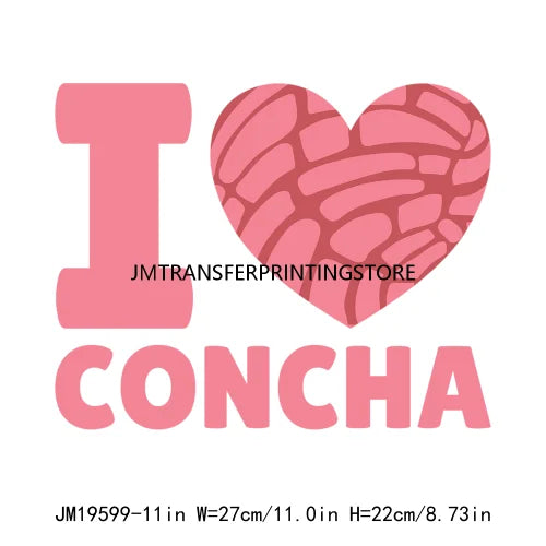 Mexican Latine Valentine's Day Concha Pan Ducle DTF Transfer Iron On Heat Press Sticker For Bag Pillow Hoodies