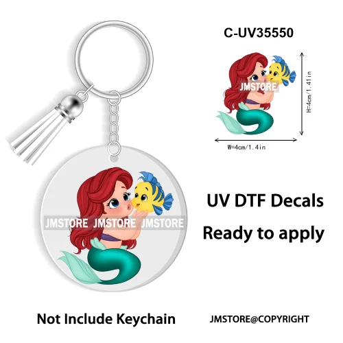 Cartoon Princess In My Villains Era UV DTF Decal Round Keychain Ready To Apply WaterProof Transfer Stickers For Circle Keychain
