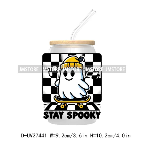 Trick or Teach Ghouls Halloween UV DTF Transfer Stickers Decals For Libbey Cold Cups Mugs Tumbler Waterproof Label Spooky Season