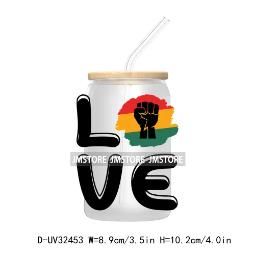 Black History Month Juneteenth African American UV Sticker Decals For Libbey Cold Cups Mugs Tumbler Transfer Stickers Waterproof