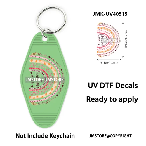 Hello Pumpkin Fall Thanksgiving Gnome UV DTF Motel Keychain Wraps Ready To Apply Waterproof High Quality Hotel Keychain Decals