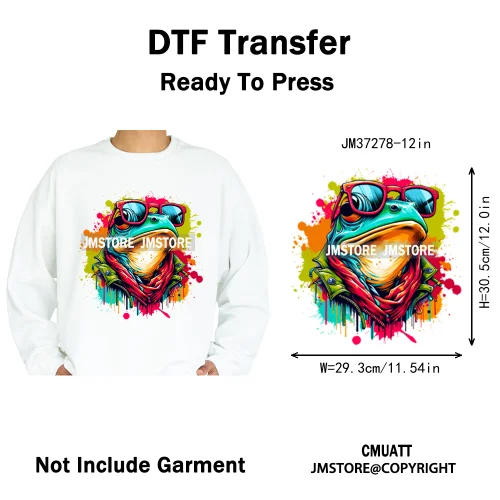12in Graffiti Streetwear Beasts Cartoon Animals Hip Hop Quotes Iron on DTF Heat Transfers Stickers Ready to Press for Hoodies
