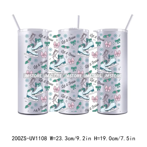 Seamless Christmas Santa Stocking UV DTF Tumbler Wraps Durable Ready To Apply Transfer Sticker For 20OZ Straight Skinny Tumblers