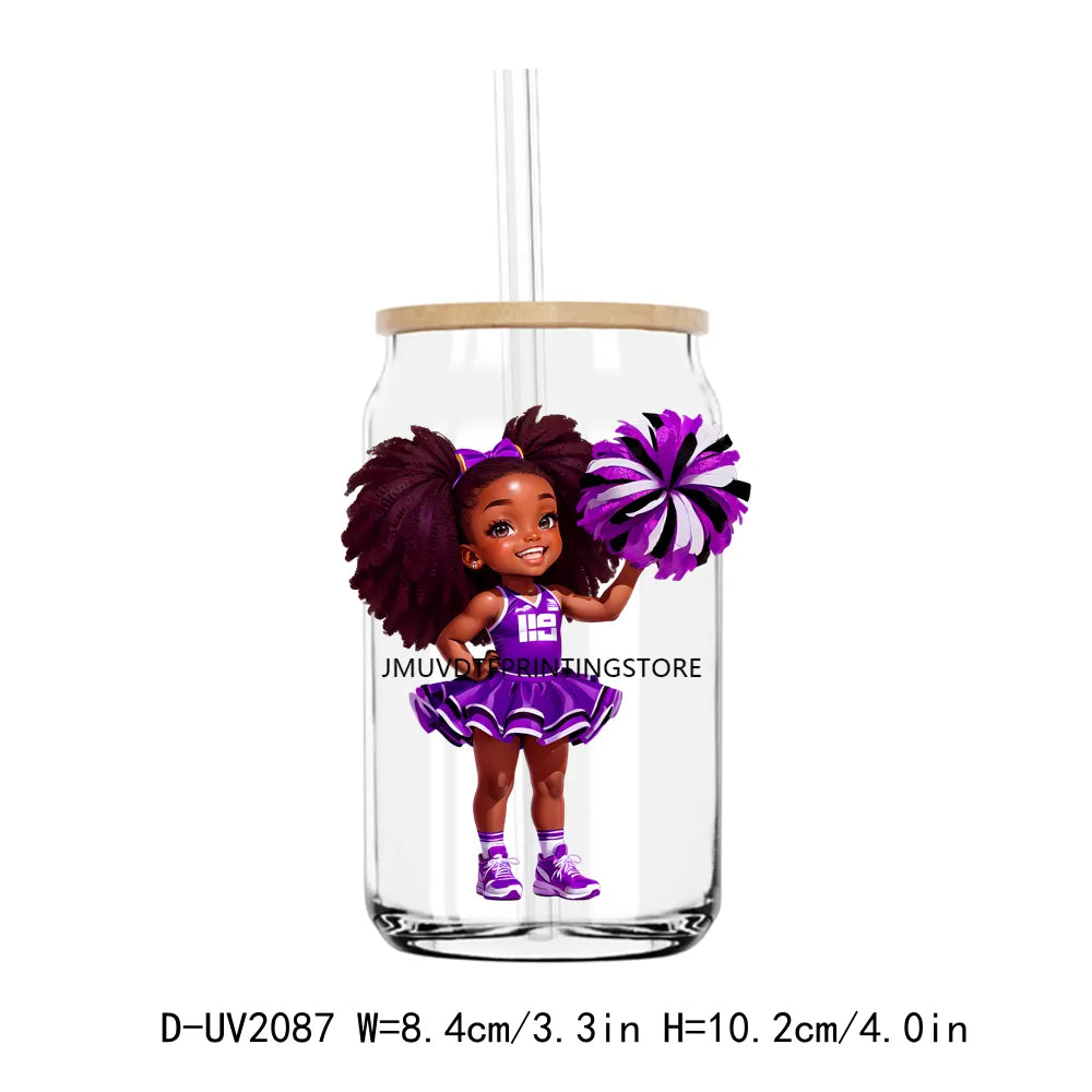 Afro Sport Girl Cheer Leader UV DTF Transfers Stickers Decals For Libbey Cold Cups Mugs Tumbler Waterproof DIY Craft