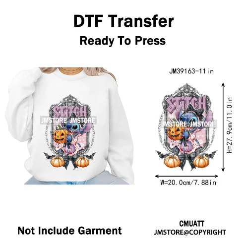 Happy Halloween Cartoon Movie Character Pumpkin Spooky Vibes Iron on DTF Washable Transfers Stickers Ready to Press for Clothing