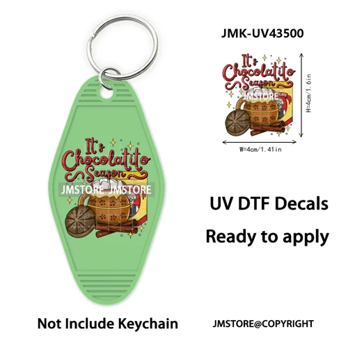 Feliz Navidad Pan Dulce Christmas UV DTF Motel Keychain Decal Ready To Ship Durable Transfer Stickers Prints For Hotel Keychain