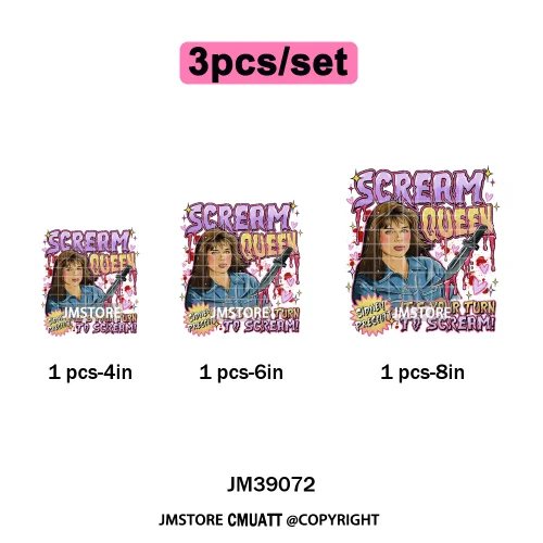 Ghoul Mum Witchy Halloween Horror Killer Movie Character Iron on DTF Washable Transfer Stickers Ready to Press for T-shirts Bags
