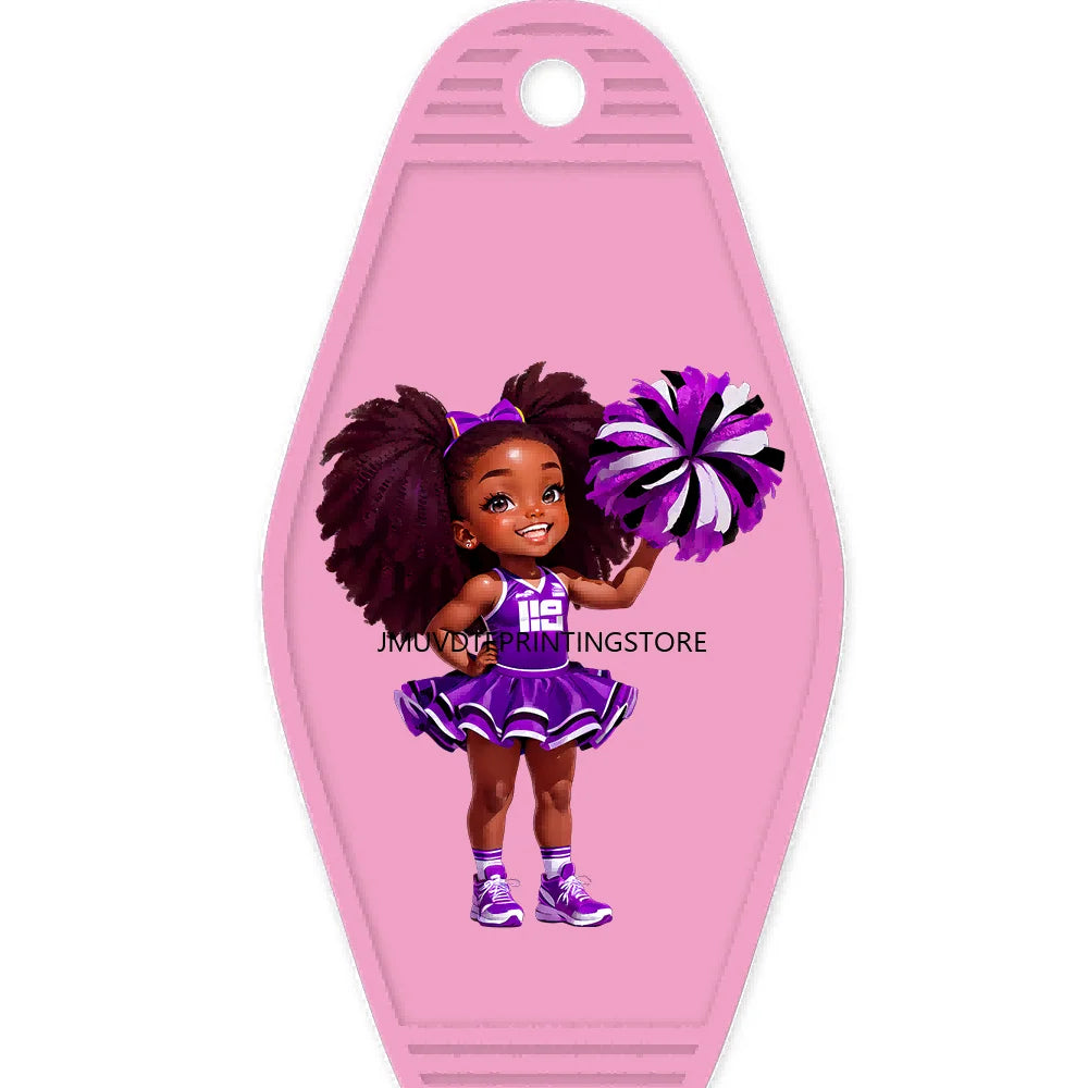 Cute Basketball Girl Players High Quality WaterProof UV DTF Sticker For Motel Hotel Keychain Cheerleading Girls