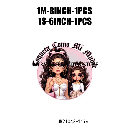 Mexican Chicana Mama Daughter Son Decals Proud Latina Mamacita Chingona Heat Transfer Stickers Ready To Press For T-shirts Bags