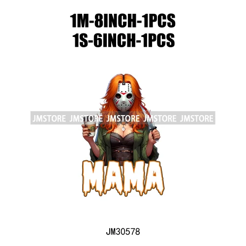 Halloween Spooky Horror Cartoon Mama Character Printing Iron On DTF Transfers Stickers Ready To Press For Sweatshirts