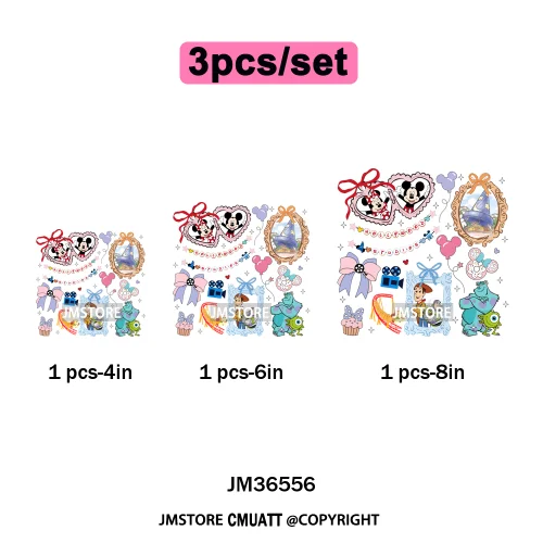 Colorful Animal Coquette Mirror Bracelet Cartoon Character Printing Iron On DTF Transfers Stickers Ready To Press T-shirts Bags