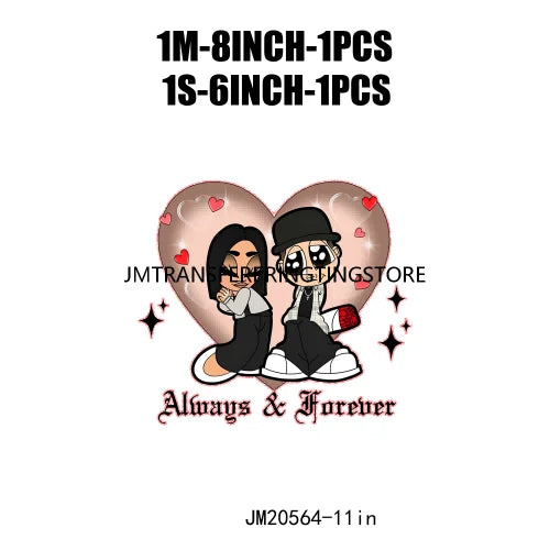 Custom Chicano Cartoon Lover Cholo Sweet Couple Forever Mine Valentines Day DTF Transfers Stickers Ready To Press For Clothes