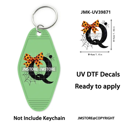 Halloween Pumpkin Alphabet Letters UV DTF Motel Keychain Decal Ready To Ship Durable Transfer Stickers Prints For Hotel Keychain