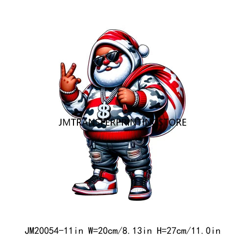 Cool Streetwear Winter Bear Crew Christmas Santa Snowman Reindeer Gingerbread DTF Transfers Stickers Ready To Press For T-Shirts