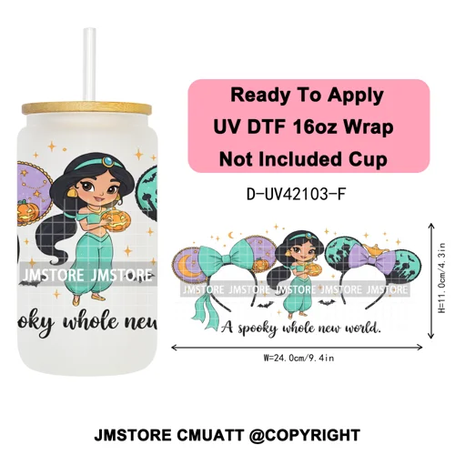 Mouse Halloween Villain Girly Cartoon Princess 16OZ UV DTF Cup Wraps Ready To Apply Transfer Stickers For Libbey Glass Can Mugs