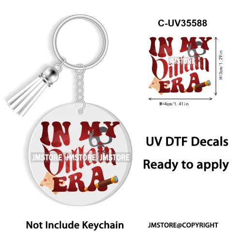 Cartoon Princess In My Villains Era UV DTF Decal Round Keychain Ready To Apply WaterProof Transfer Stickers For Circle Keychain