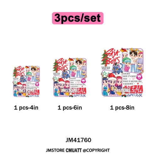 Preppy Christmas Festive Boys Girls Movie Xmas Gift Food Light Iron on DTF Washable Transfer Stickers Ready to Press for Clothes