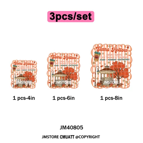 Autumn Festival Fall Season Stars Movie Girls Town Book Lover Iron on Washable DTF Transfers Stickers Ready to Press for Hoodies