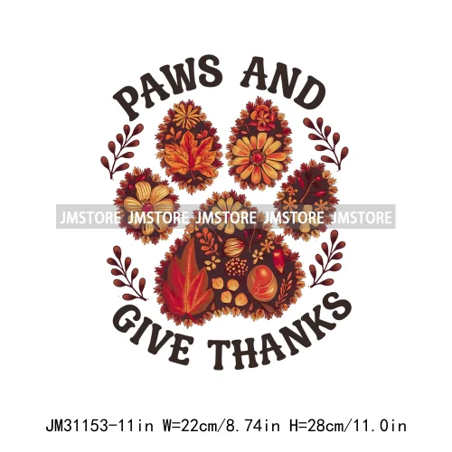 Dog Cat Pets Mom Christmas Season Merry Woofmas Paws And Give Thanks Iron On DTF Transfer Stickers Ready To Press For Sweatshirt