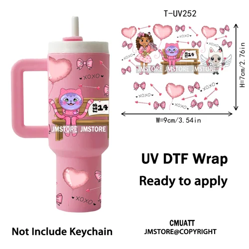 Princess Mirror Coquette Bow Family Vacation UV DTF Wraps Ready To Use Transfer Stickers Waterproof For Mini Tumbler Keychain