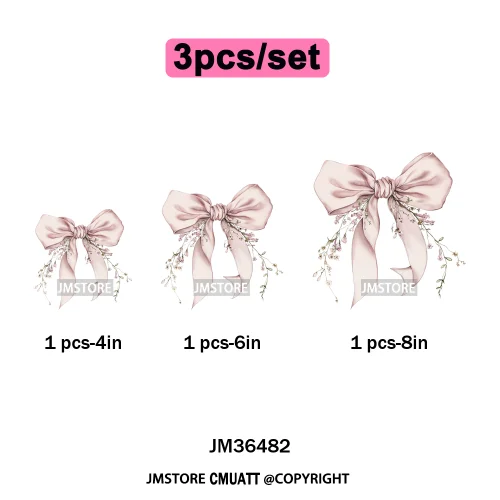 Floral Love Season Coquette Bow Wedding Party Vibes Decals Iron on DTF Washable Transfers Stickers Ready to Press for Dresses