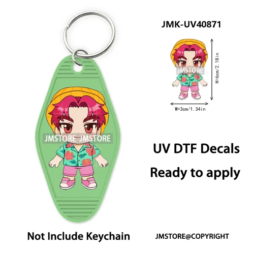 Kpop Hunters Movie Boy Band Girl Dinner UV DTF Motel Keychain Wraps Ready To Apply Waterproof High Quality Hotel Keychain Decals