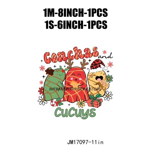 Cute Conchita Pantasmas Latin Christmas Decals Conchas Cucuys Christmas Ghouls Gifts Iron On DTF Transfers Sticker For Clothing