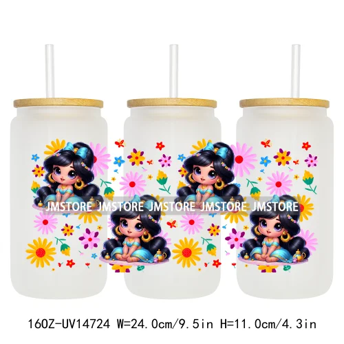 Magical Princess Bow Cartoon Girl 16OZ UV DTF Cup Wraps Ready To Apply Waterproof Transfer Stickers For Libbey Glass Can Tumbler