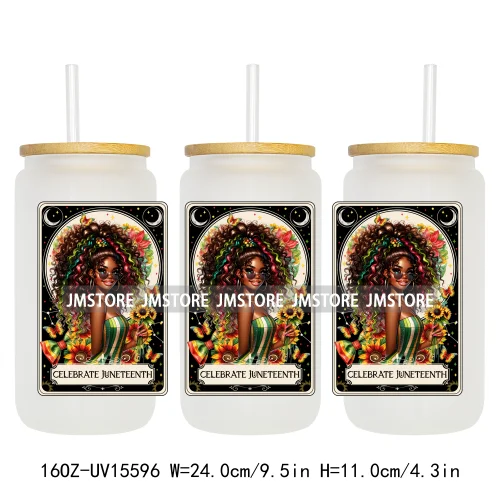 1865 Juneteenth Black History Month UV DTF Cup Wraps Ready To Apply CustomTransfer Stickers For 16OZ Libbey Glass Can Tumbler