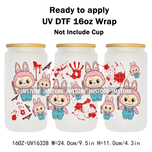 Laboo Killers Friends Halloween Monster Doll UV DTF Stickers Ready To Transfer Cup Wrap Custom Logo For Libbey Can Glass Tumbler