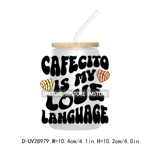 But First Cafecito Y Chisme UV DTF Transfer Stickers Decals For Libbey Cold Cups Mugs Tumbler Coquette Bow Sweet Like Pan Dulce