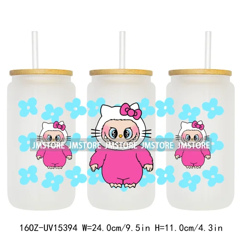 Hot Sale Cute Cartoon Monsters UV DTF Wraps Transfer Sticker DIY Custom Prints High Quality For 16OZ Libbey Glass Can Tumbler