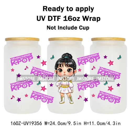 Demon Hunters Kpop Cup Noodle UV DTF Cup Wrap Ready To Apply Transfer Stickers Durable 16OZ Tumbler Wraps For Libbey Glass Can