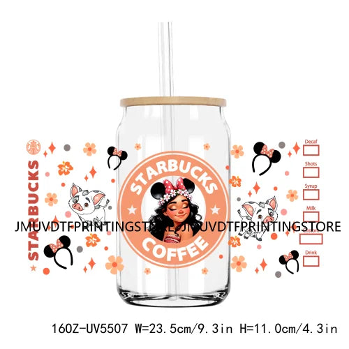 Cartoon Little Mermaid Princess Friends UV DTF Sticker For 16OZ Libbey Glass Cup Can Wrap Transfer Sticker Custom Label DIY Logo