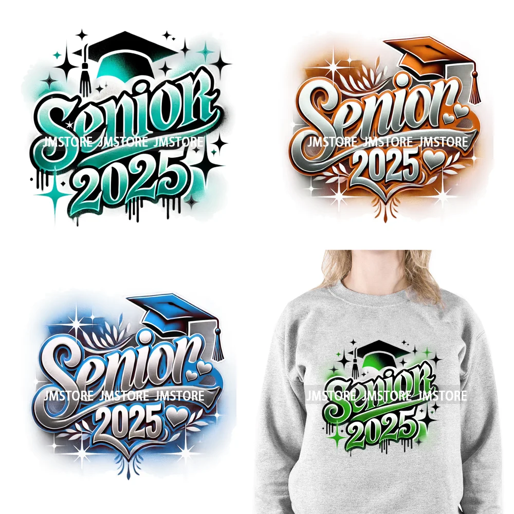 Fashion Senior 2025 Proud Graduate High School Spirit Iron On DTF Transfers Stickers Ready To Press For Sweatshirts Bags