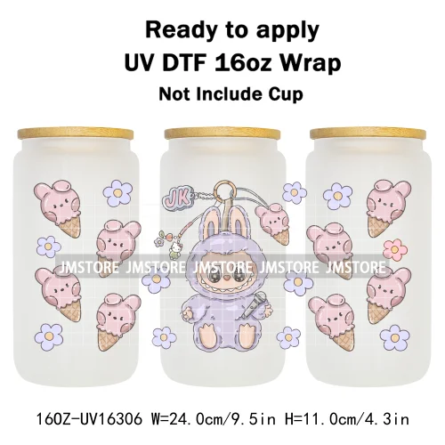 Funny Cartoon Monster Characters Ice Cream UV DTF Stickers Ready To Apply Cup Wrap Custom Prints DIY Craft For Libbey Glass Can