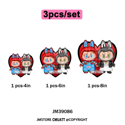 Horror Movie Character Cartoon Dolls Halloween Printing Iron on DTF Washable Transfers Stickers Ready to Press for Clothes Bags