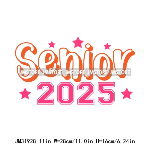 New High School Pink Senior 2025 Grad Squad 2k25 Senior Year Coquette Iron On DTF Transfers Stickers Ready To Press For Hoodies