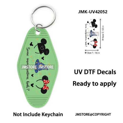 Coquette Bow Magical Mouse Cartoon UV DTF Motel Keychain Decal Ready To Ship Durable Transfer Stickers Prints For Hotel Keychain