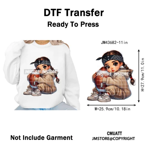 Latina Football Mexican Baby Girls Sports Lover Game Day Iron on Washable DTF Heat Transfers Stickers Ready to Press for Hoodies