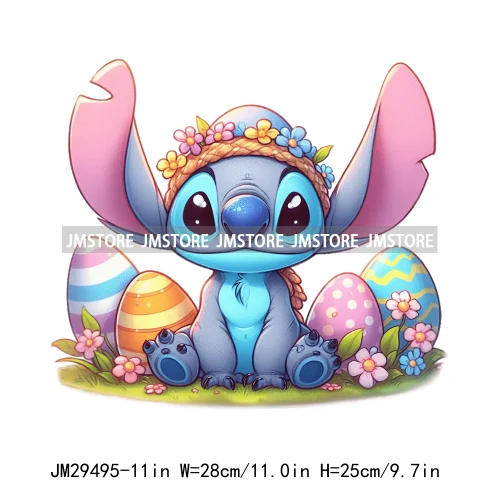 Cartoon Easter Mouse Egg Flowers Iron On DTF Transfers Stickers Ready To Press For Sweatshirt Bags