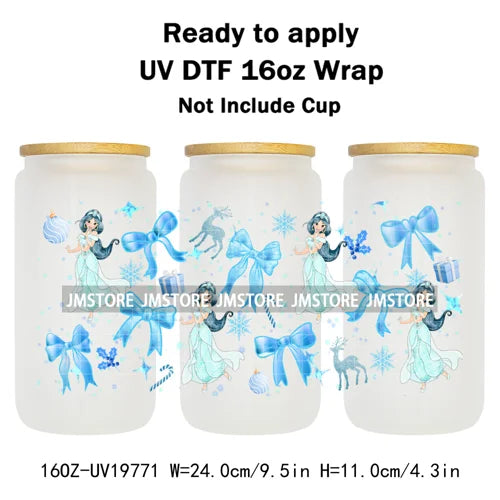 Coquette Princess Christmas Gifts 16OZ UV DTF Cup Wraps Ready To Apply Waterproof Transfer Stickers For Libbey Glass Can Cartoon