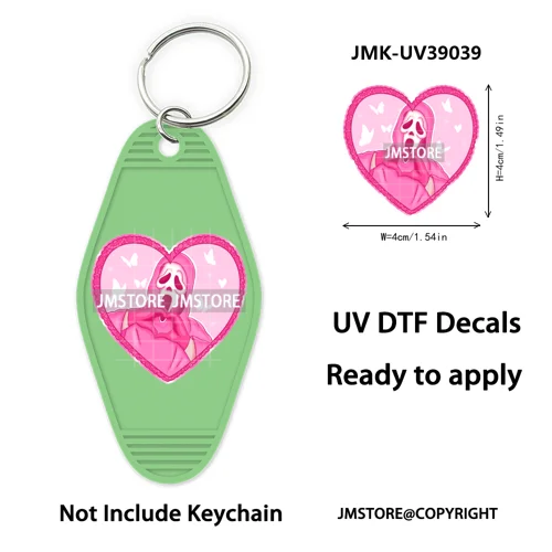 Halloween Horror Killer Energy Drink UV DTF Motel Keychain Decal Ready To Ship Durable Transfer Stickers Logo For Hotel Keychain