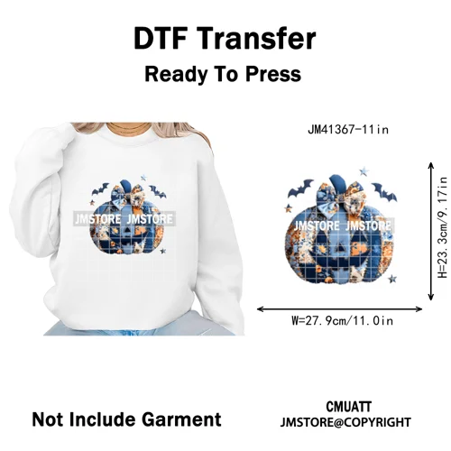 Preppy Coquette Halloween Floral Fall Pumpkin Spooky Season Iron on Washable DTF Transfers Stickers Ready to Press for Clothing