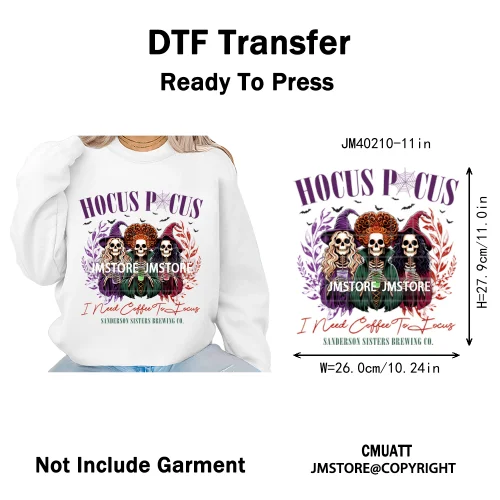 Horror Halloween Movie Witches Social Club Thug Life Coquette Iron on DTF Washable Transfers Stickers Ready to Press for Textile