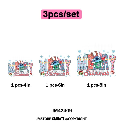 Ho Ho Ho Christmas Coquette Gifts Santa Cartoon Characters Iron on DTF Washable Transfers Stickers Ready to Press for Clothing